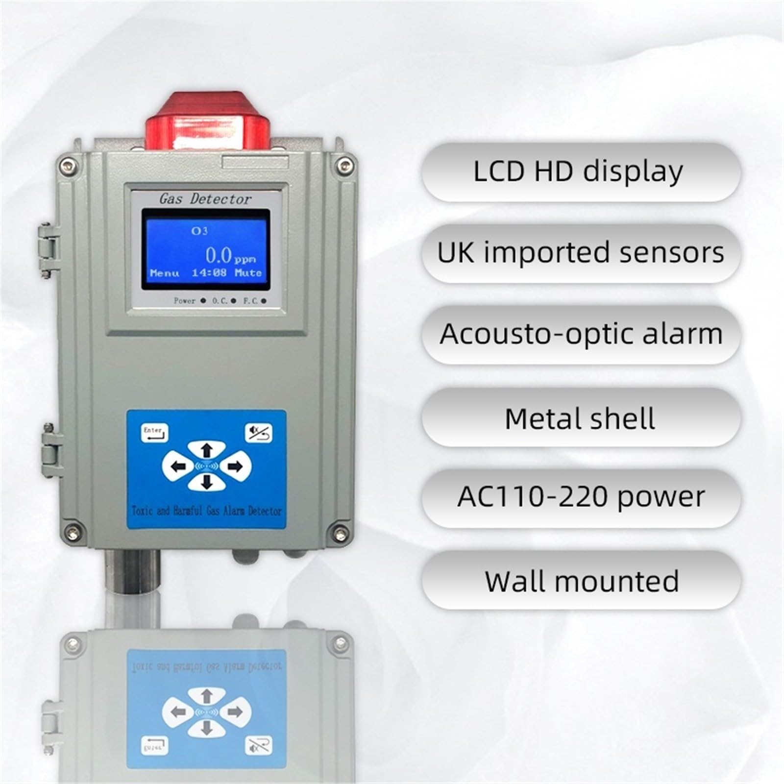 Food Disinfection Use Ozone Gas Detector with Alarm Light(0.1ppm,0-100ppm)