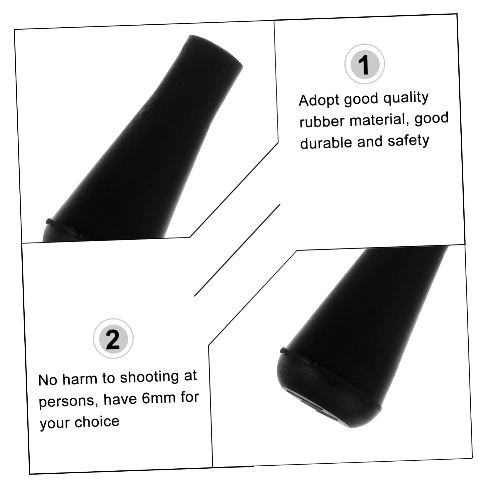 KICHOUSE Safety Arrowheads for Archery 6mm Rubber Foam Tips Target Replacement Set of 5 for Practice