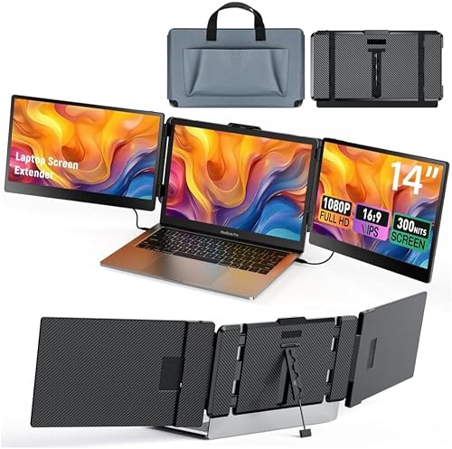 14" Triple Screen Laptop Monitor Extender-Portable and Foldable