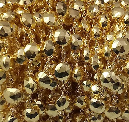 Chaîne rosaire en pyrite plaquée or 24K pour bijoux artisanaux luxueux