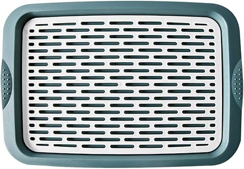 Bandeja de drenaje de doble capa de plástico de estilo japonés para almacenamiento de cocina para platos de frutas y utensilios, color verde, 11.41