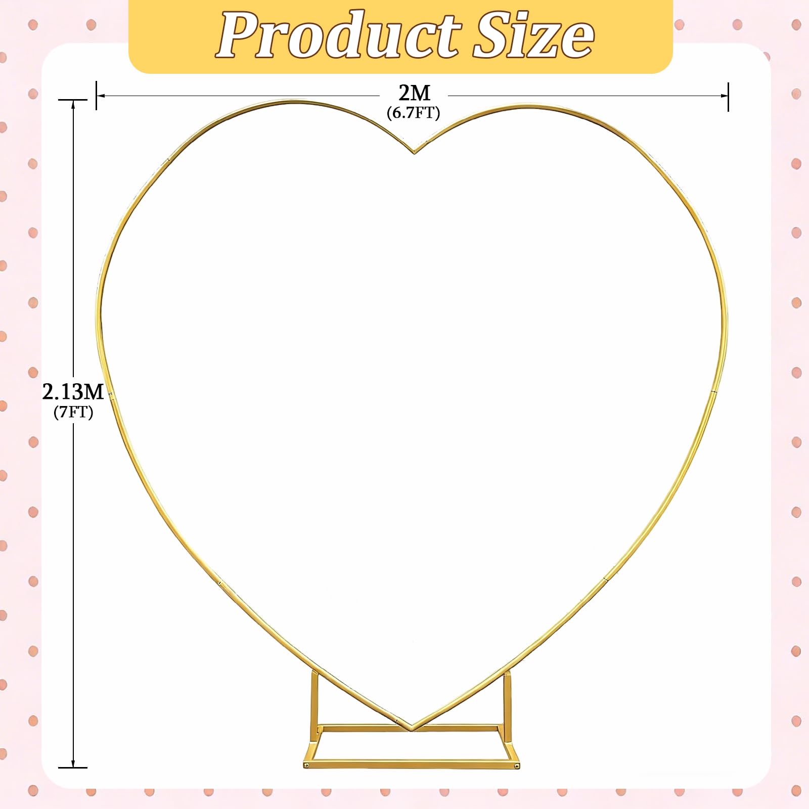 BRGD Arco a Forma di Cuore di Oro, 2x2m Set Arco Staccabile di Palloncini in Metallo per Matrimonio, Baby Shower, Festa di Compleanno, Anniversario