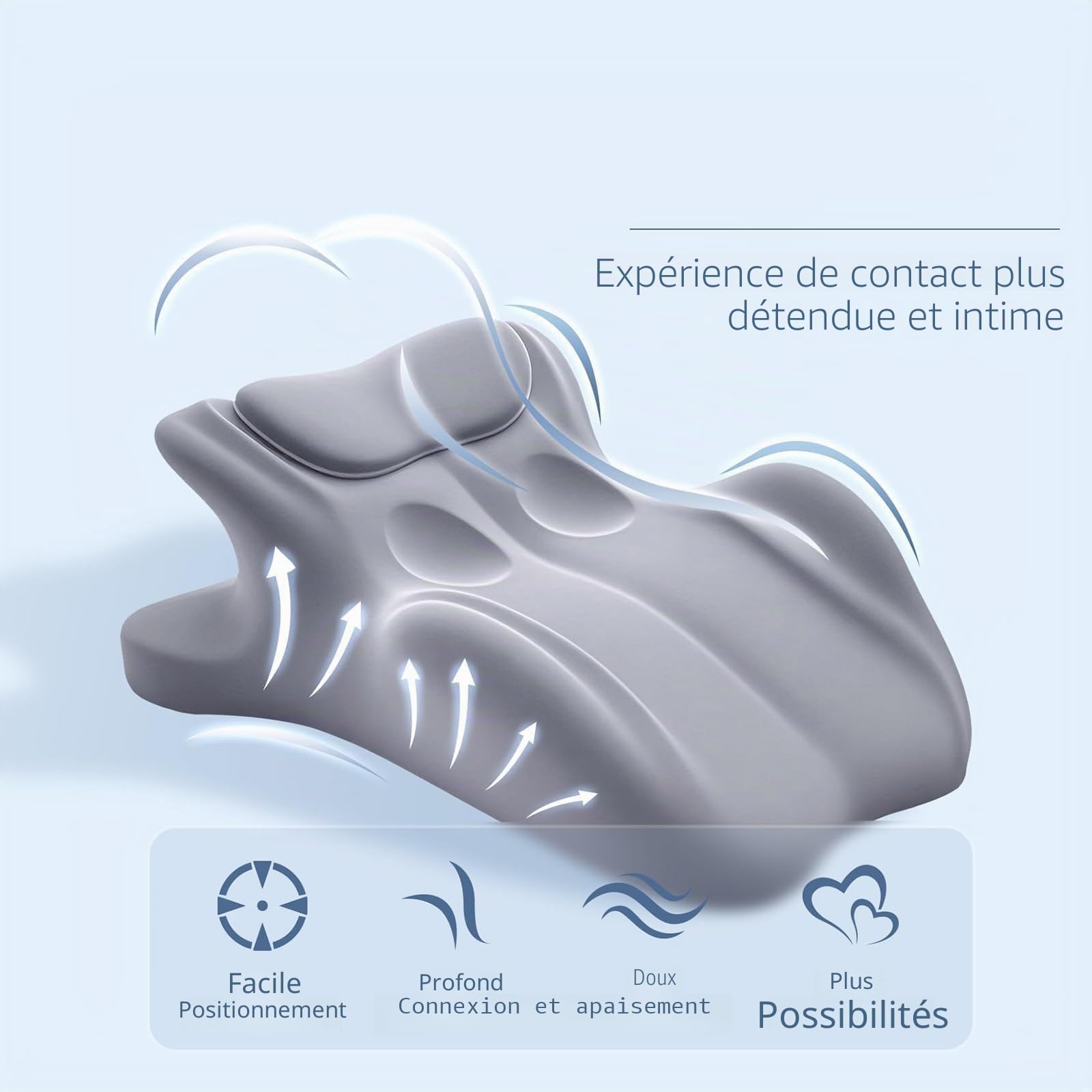 Générique Oreiller Ergonomique Couple à Mémoire de Forme 27°, Coussin Multi-Positions avec Soutien du Dos, Soulage la Pression, Cou et Jambes, Oreiller Intime avec Housse Amovible Lavable (Bleu)