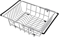 Vista 1 de AANAN Ayha - Escurridor rectangular cromado, escurridor de platos expandible, escurridor de platos en el fregadero o en el mostrador con soporte