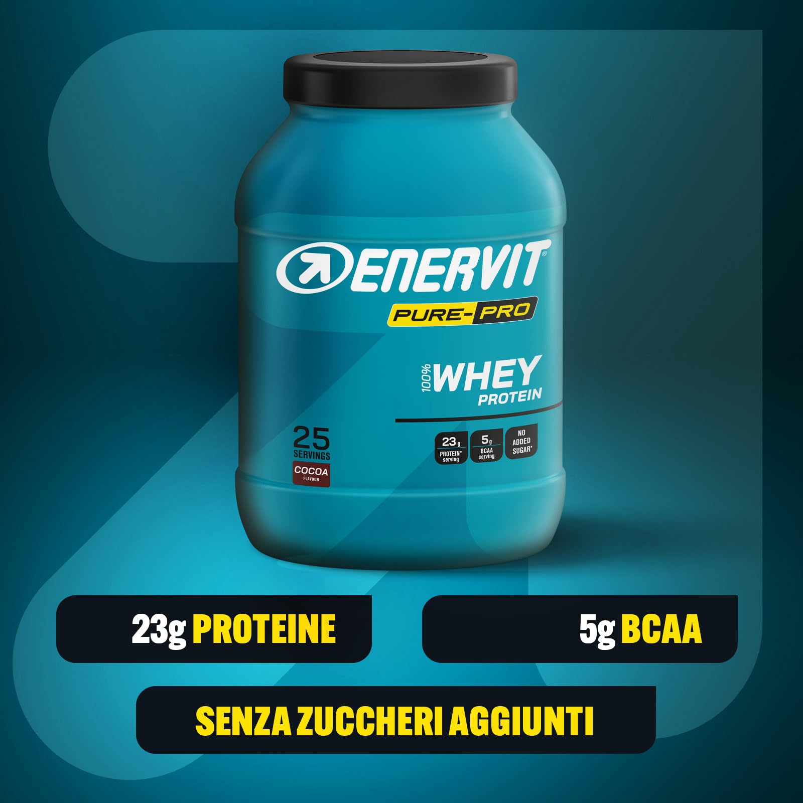 Enervit Pure-Pro 100% Whey Protein Gusto Cacao, Proteine in Polvere Isolate per Massa, 100% Proteine del Siero del Latte, Concentrato con Vitamina B6, Ideale per il Recupero Post Workout, 750 g