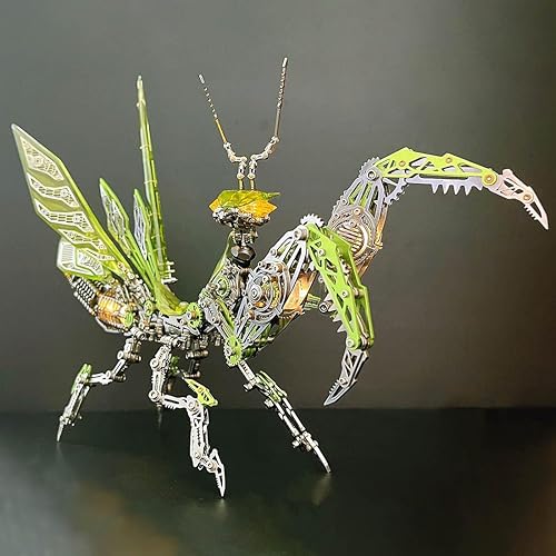 Miniatura 8 de Newcomer Rompecabezas de metal 3D para adultos, rompecabezas mental Steampunk de metal 3D, kit de montaje de modelo de Mantis mecánica, 1000 piezas