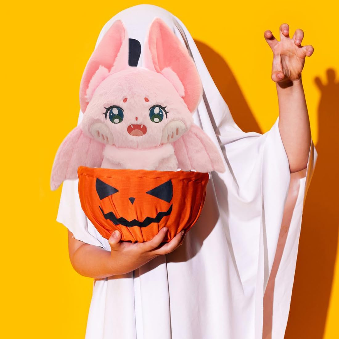 ELAINREN Crazy Pink Bat Plush Toy Halloween Stuffed Soft Pillow Cartoon Furry Plushie Dolls Gifts/13.7''