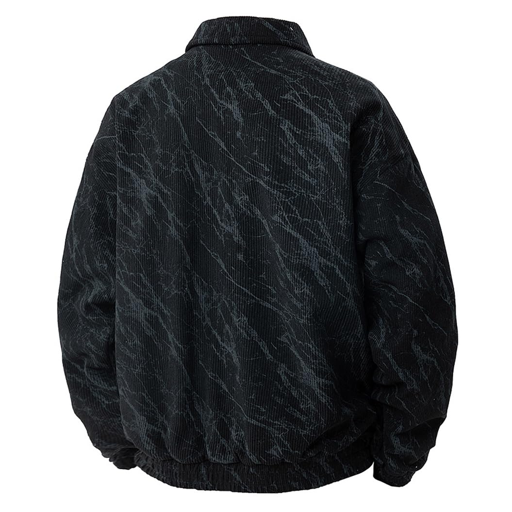 Męska kurtka, sztruksowa, z nadrukiem w stylu tie-dye, w stylu streetwear, luźna i wygodna odzież wierzchnia na zewnątrz
