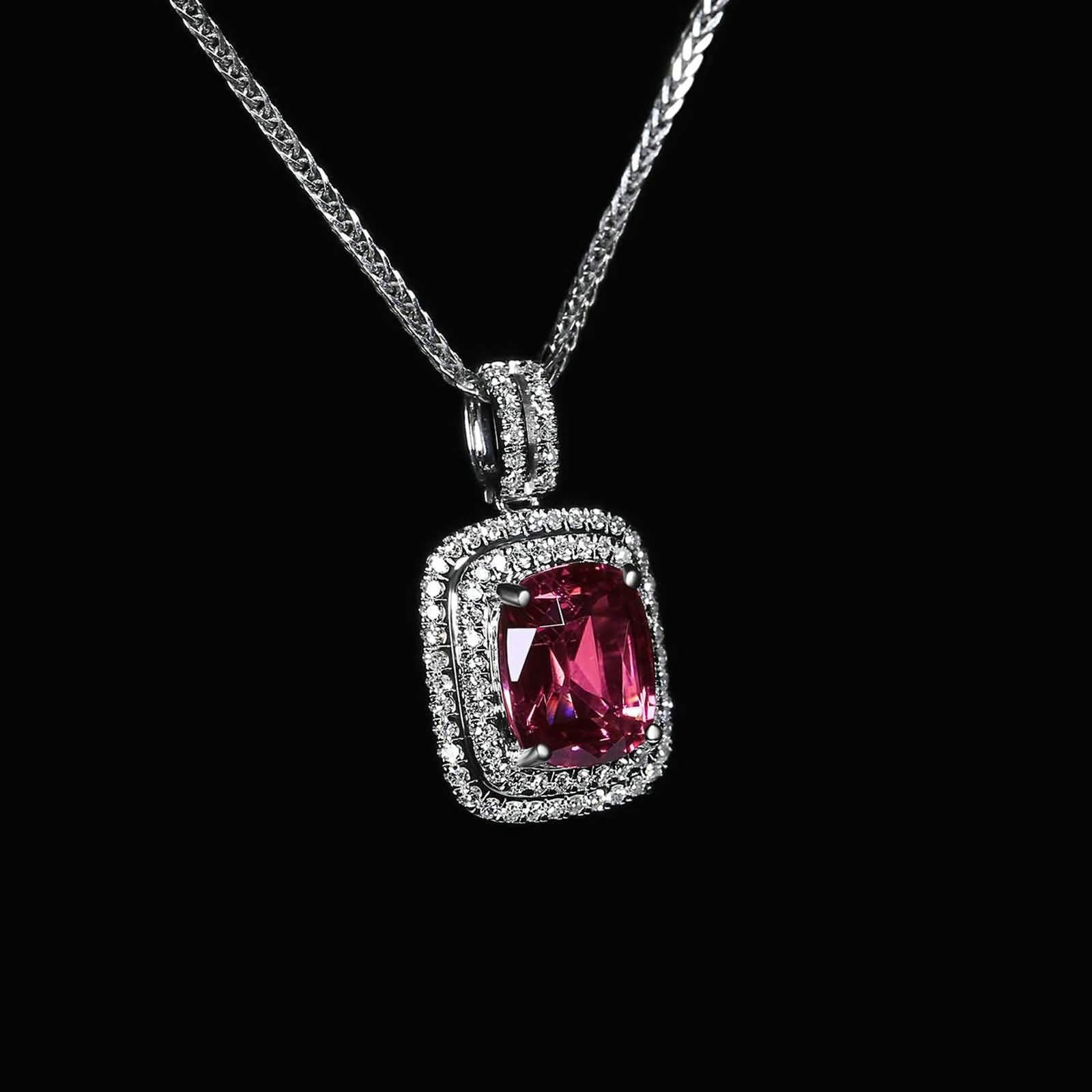 Collar para mujer de oro blanco 375 585 750 con espinela violeta 2