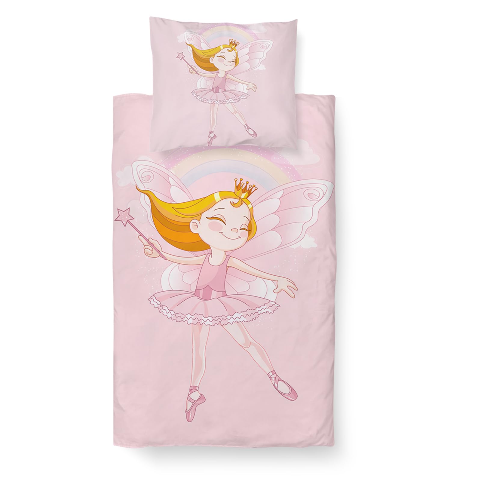 DJDEA Pink Duvet Cover 140 x 200 cm – Single Bedding Set with Pillowcase 65 x 65 cm with Zip – Microfibre Single Duvet Cover