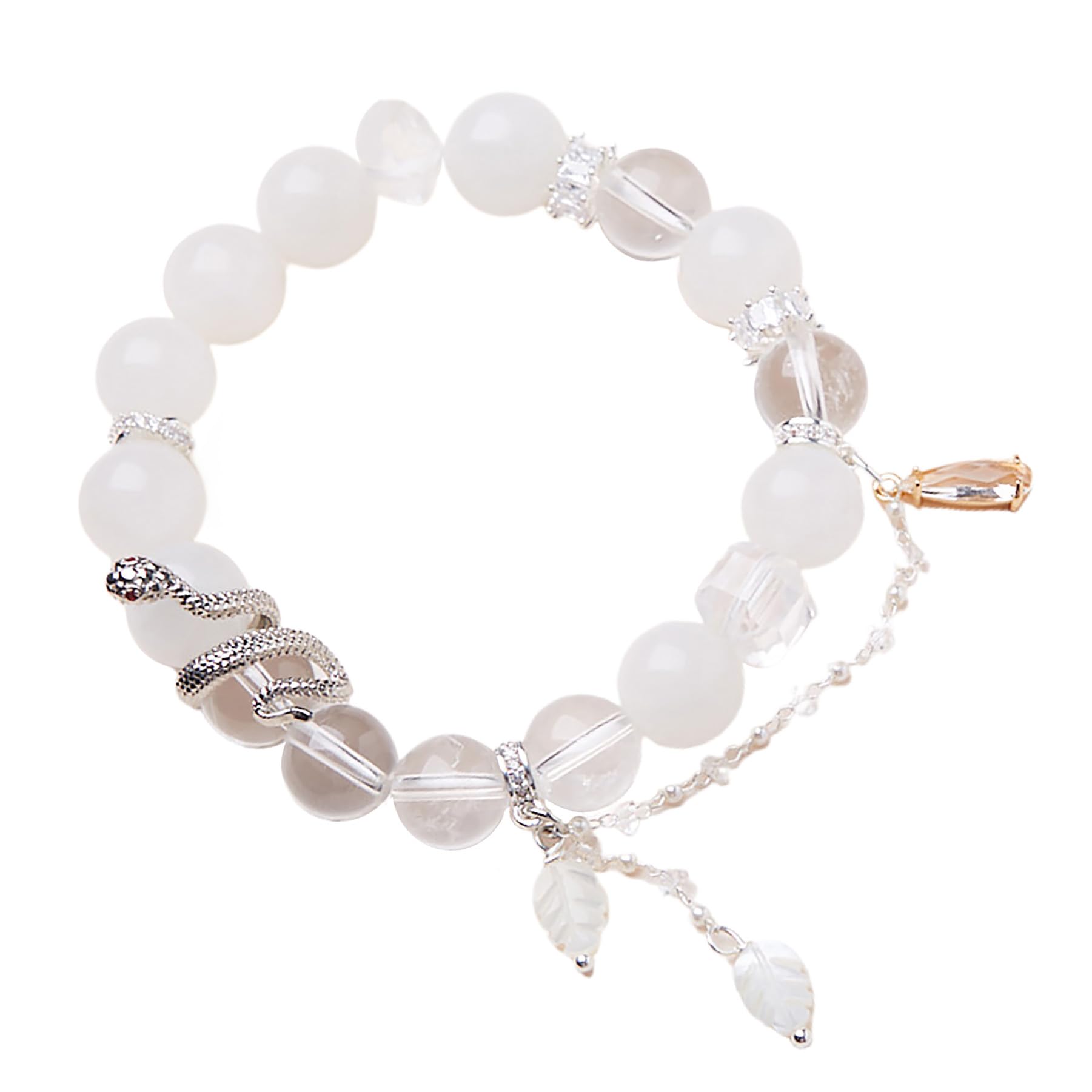 YNIYUJKL Feng Shui Wealth Bracelet White Jade Flourite Bracelet Elegant Snake Charm Zodiac Animal Bracelets,White Jade