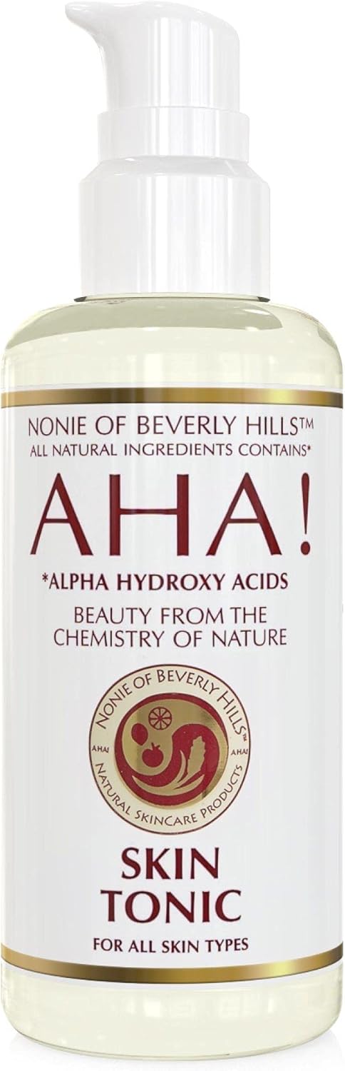 Nonie of Beverly Hills AHA Skin Tonic – All-Natural & Gentle Exfoliating Toner – 100% Vegan & Organic – with Apple Cider Vinegar, Grapefruit Seed Extract & Citrus Blend – Made in The USA