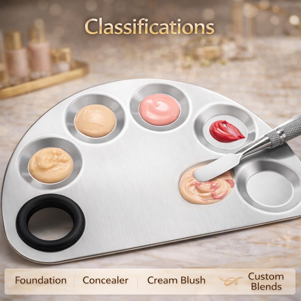 TRENDY LOOK Stainless Steel Cosmetic Makeup Mixing Plate with Spatula Tool 2