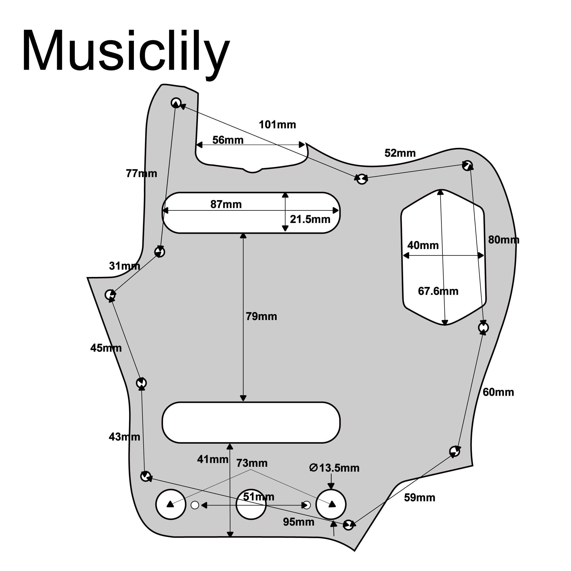 Musiclily Pro 10-Hole 65 60s Vintage Style Guitar Pickguard for Fender American Jaguar 3Ply Parchment - Image 2