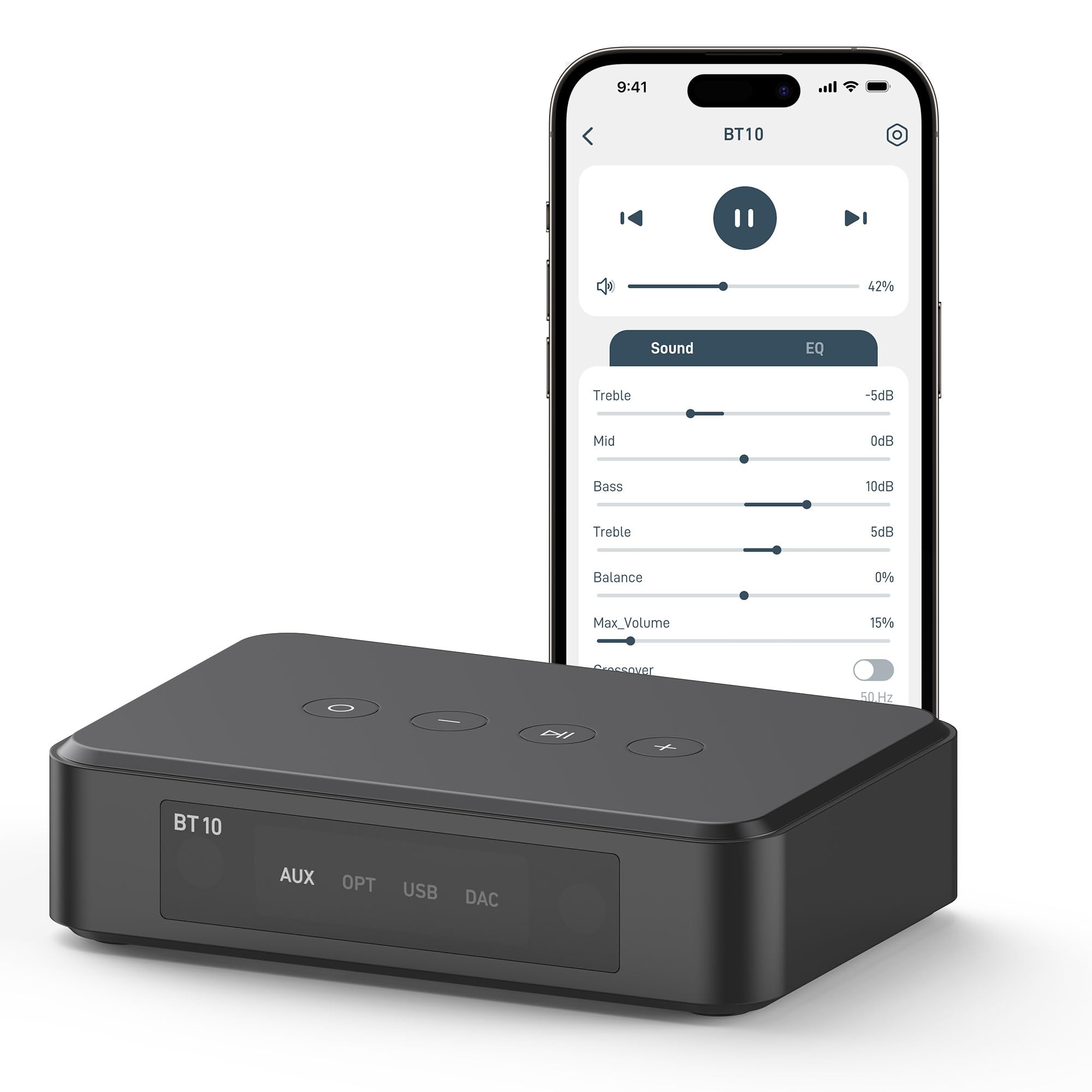 Arylic BT10 Trasmettitore e Preamplificatore Bluetooth, Supporta Musica ad alta Risoluzione aptX HD e bassa latenza aptX, Adattatore Audio Domestico per TV e PC con APP e telecomando.