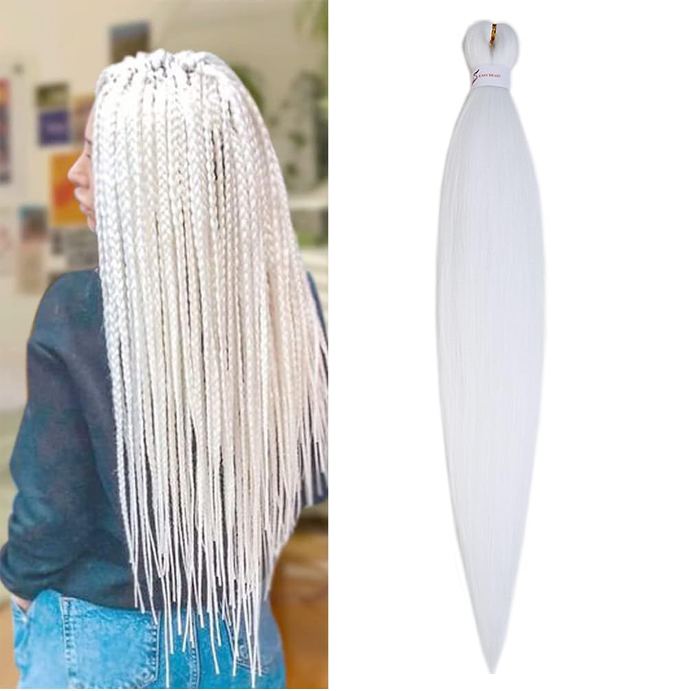 BALINGHAIR Pure White Braiding Hair Pre-stretched 30 Inches Long Braiding Hair Extensions Flame Retardant Braids Hair(60#-1Pcs)