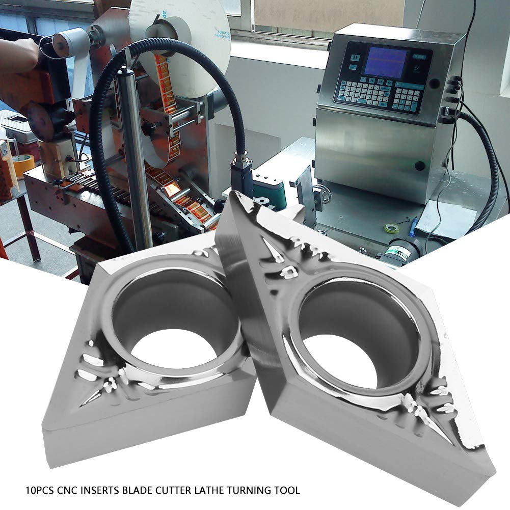 Insertos de puntas de carburo CNC de 10 piezas, DCGT11T304-AK H01/DCGT32.51-AK H01 Insertos de fresado de torno de cuchilla de carburo Herramienta de torneado con caja para acero ordinario, acero inox