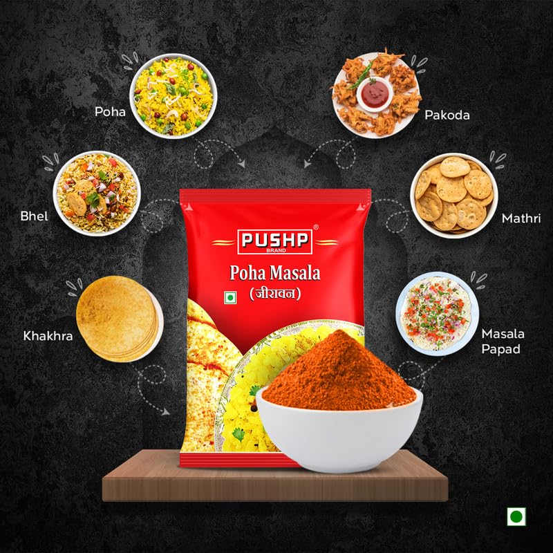 Image of Pushp Poha Masala | 100g Pouch | Indori Poha Masala | Indori-Style Spice Mix | Quality Blend | No Preservatives (Pack of 1)