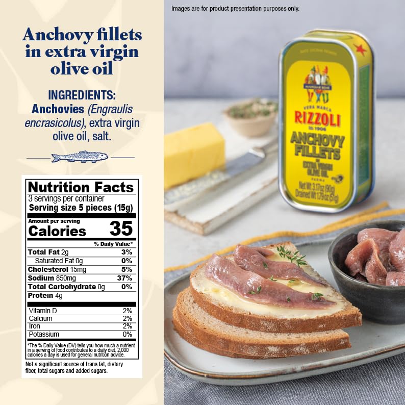 Rizzoli Anchovy Fillets in Extra Virgin Olive Oil, 3.17 OZ - Image 2
