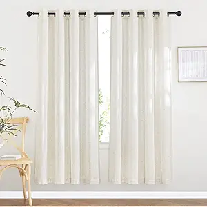 NICETOWN Semi Sheer Curtains 72 inches Long Linen Blend, Grommet Window Treatments Privacy with Light Penetration Bedroom Curtains & Drapes for Loft/Villa, W52 x L72, 2 Panels