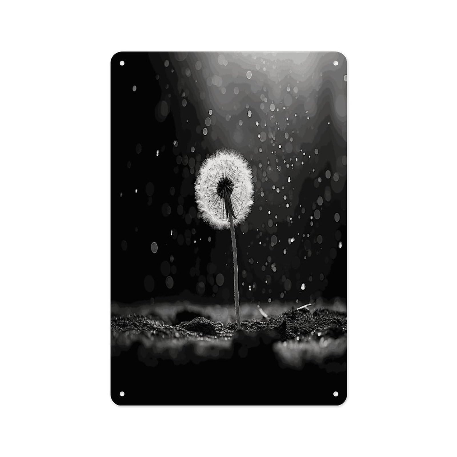 Fekiloot Style Dandelion Black And White Wall Decor Metal Signs Tin Signs Poster