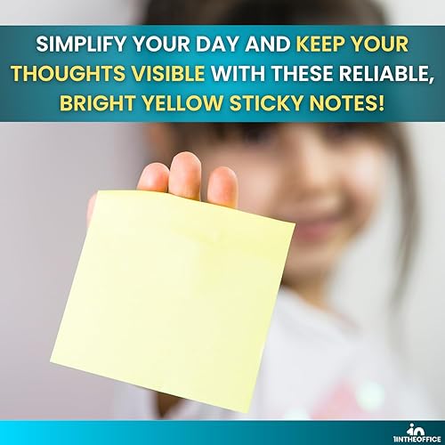 Miniatura 9 de 1InTheOffice Notas adhesivas amarillas, notas adhesivas de 3 x 3, notas adhesivas autoadhesivas 18paquete  100 hojaspaquete