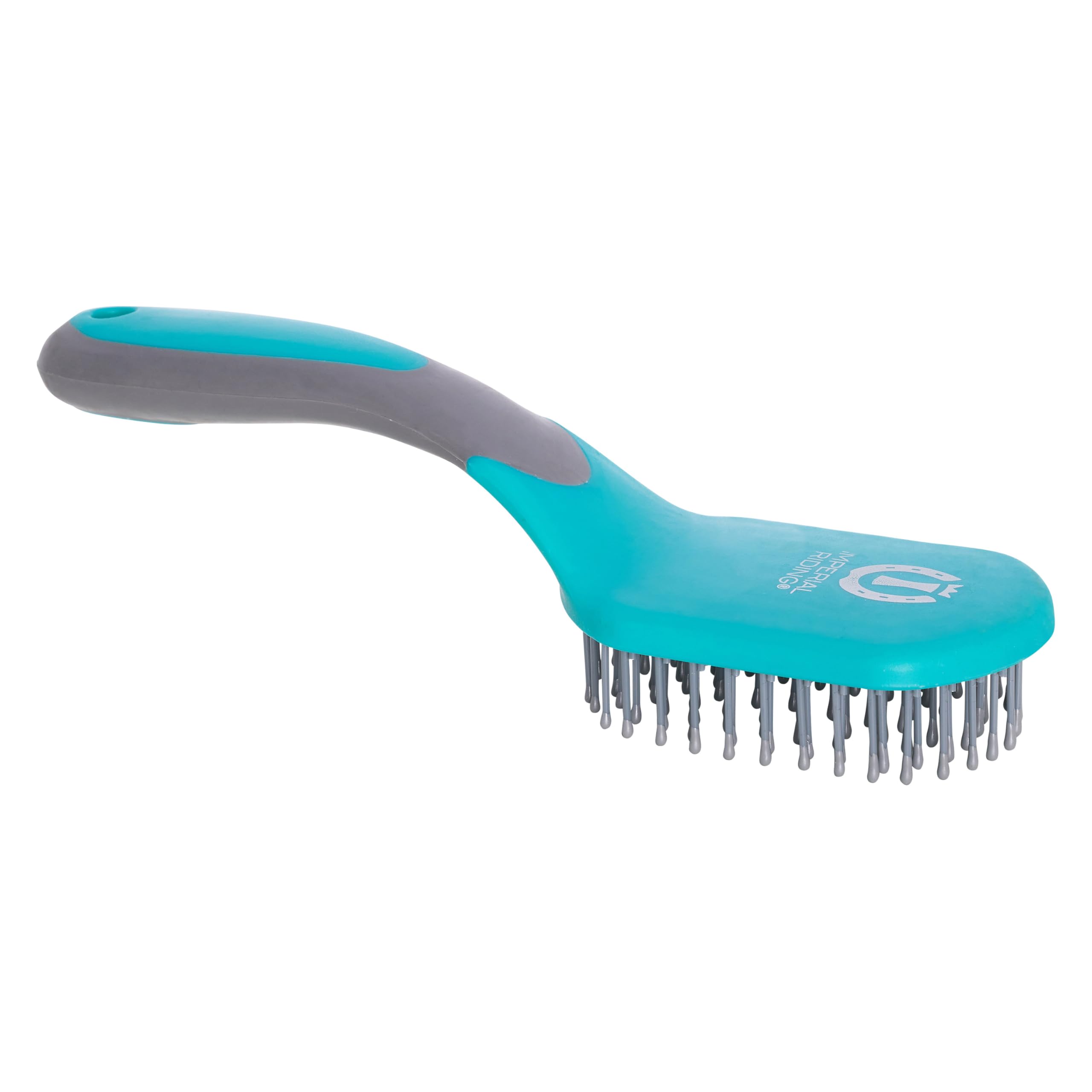 Imperial Riding IRH Boomerang Mane and Tail Brush, Ergonomic Horse Brush with Detangling Bristles, Gentle Care for Mane and Tail & Stylish Stable Look, Jade