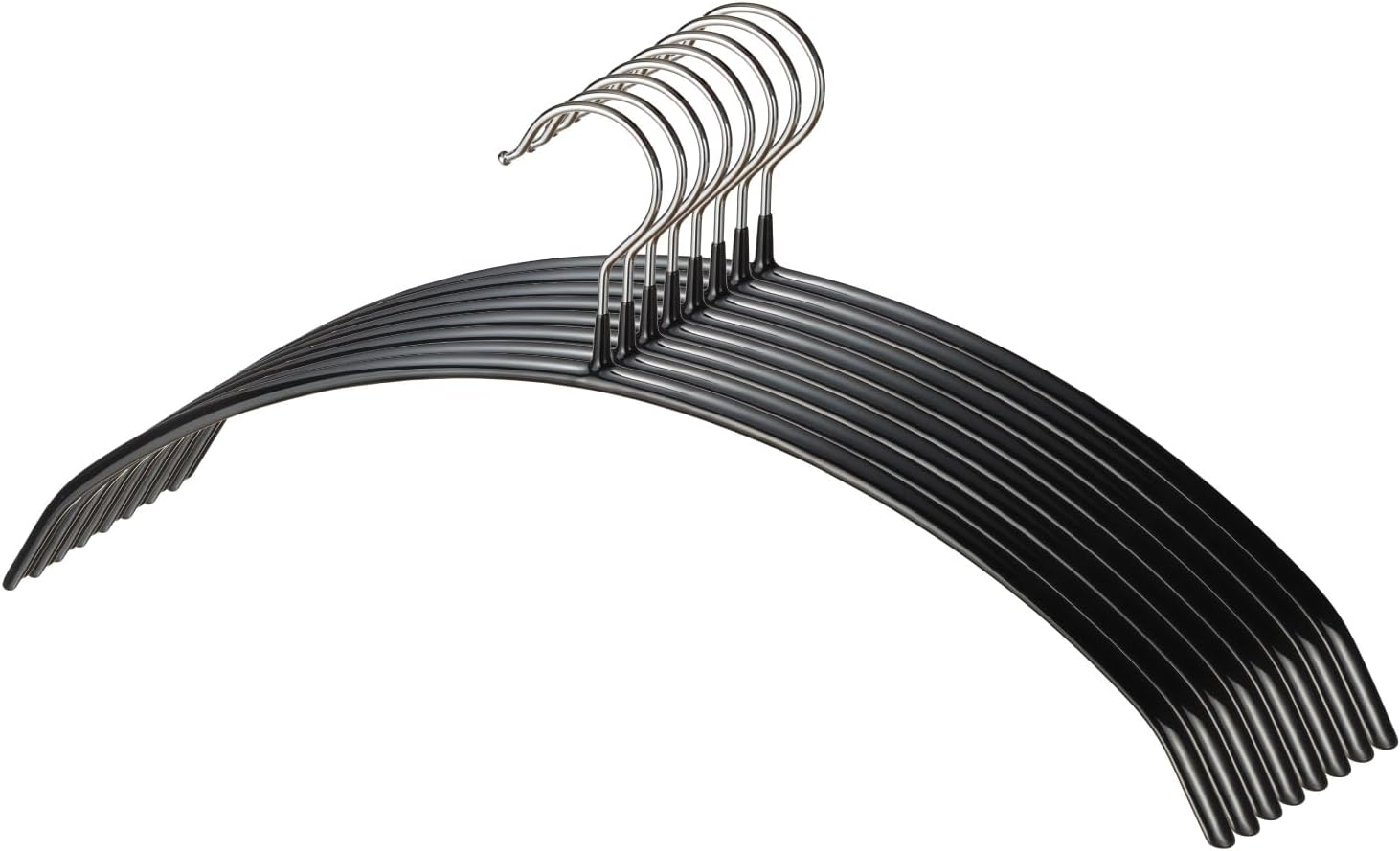 Wahei Freiz MJ-0748 My Rack Hangers, Non-Slip, Black, Prevents Shape, Simple, Pack of 8