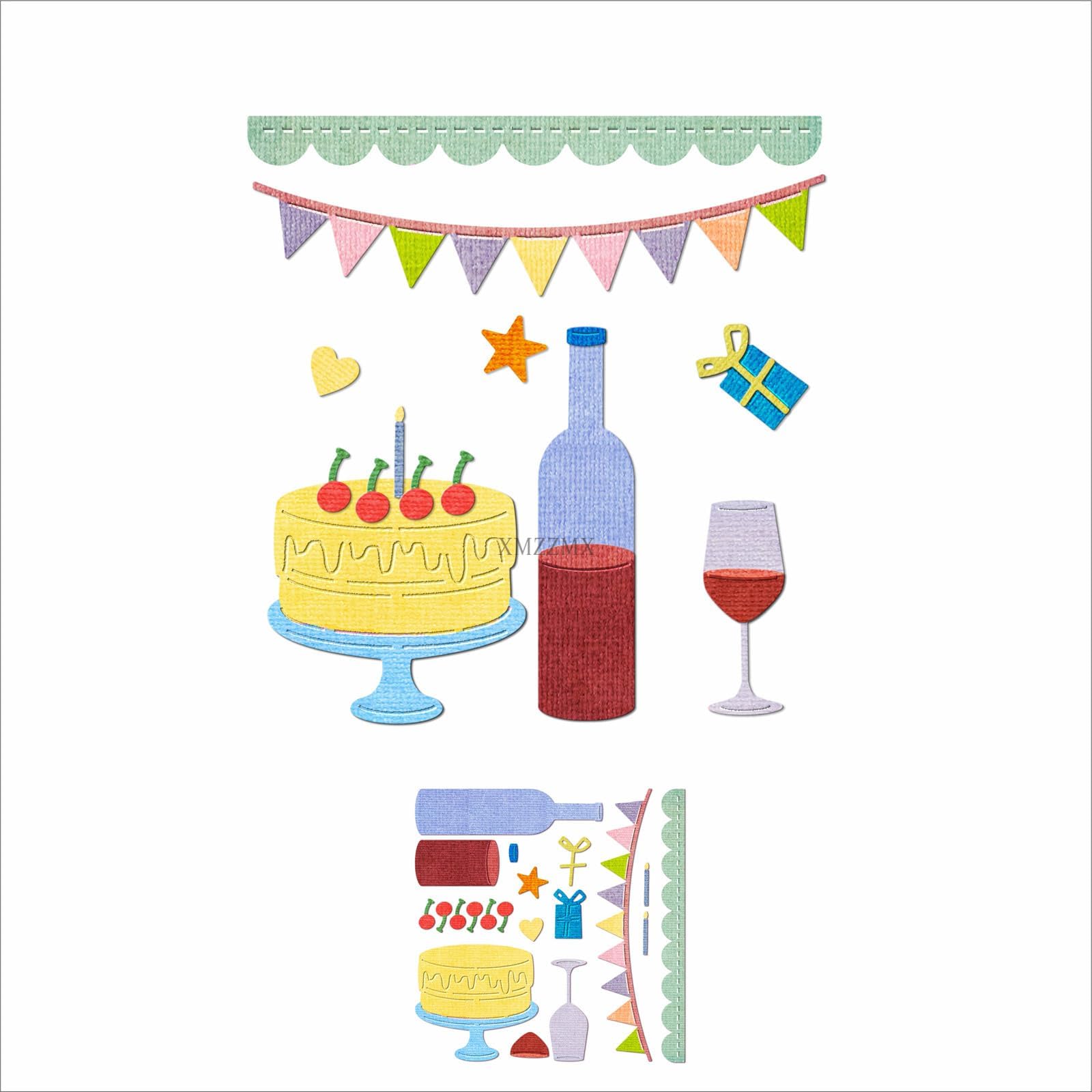 XMZZMX Birthday Party Metal Cutting Dies for Card Making, Paper Embossing Die-Cuts Kit Storage Pockets Supplies, Scrapbooking Stencils — image 1