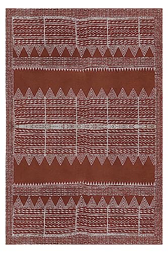 Tapis carré motif géométrique marron beige intérieur extérieur - 2