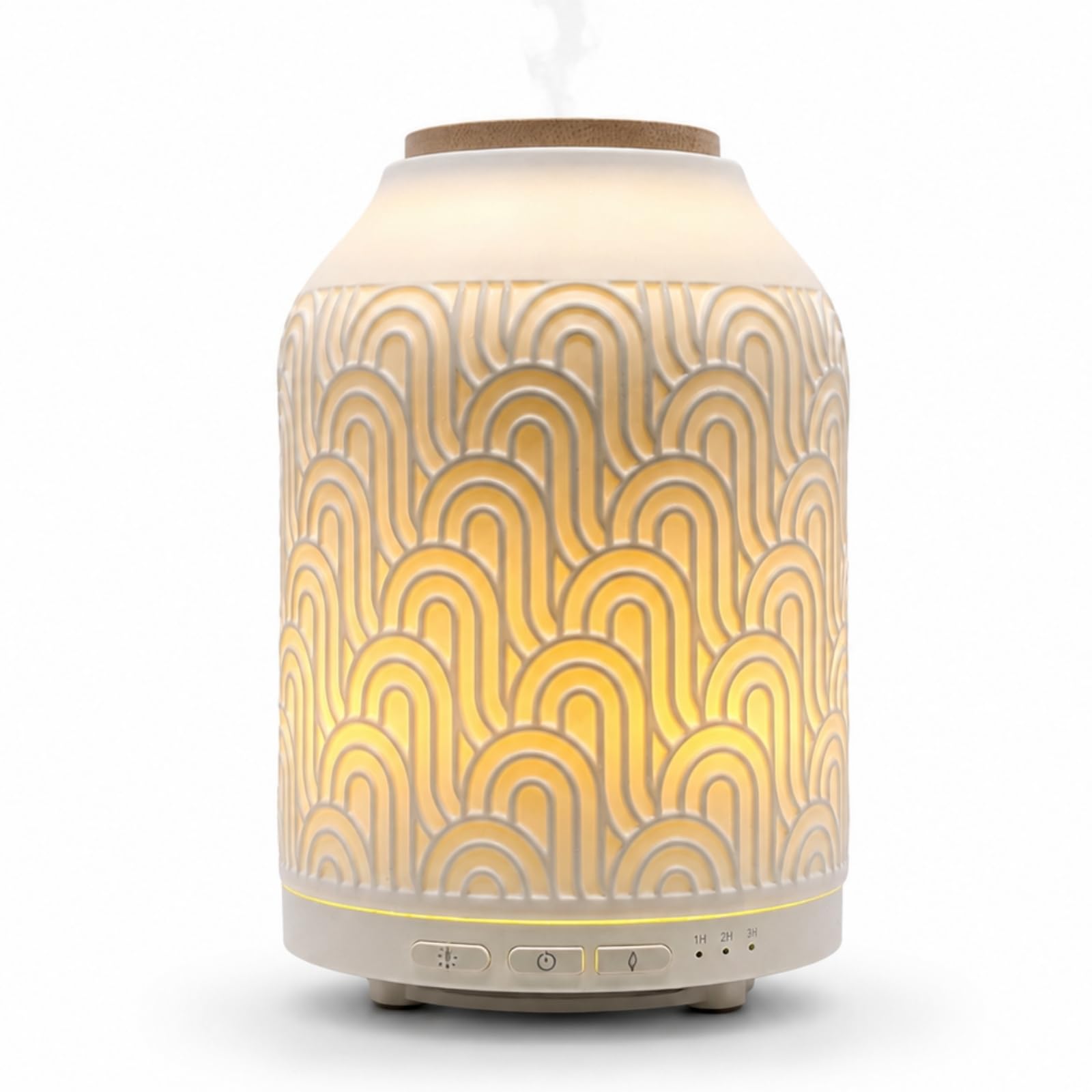 Zen'Aroma Difusor de Aceite Esencial WiFi Praga - Difusor Eléctrico Conectado Compatible Alexa/Google Home - Control Total Remoto en la App Tuya Smart - Materiales Naturales Madera y Cerámica