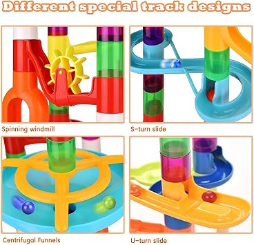 135PCS Marble Run Building Construction Set - STEM Learning Track Toy for Kids Age 3-12, Educational Race Track, Easy Assembly - Gifts for Boys Girls