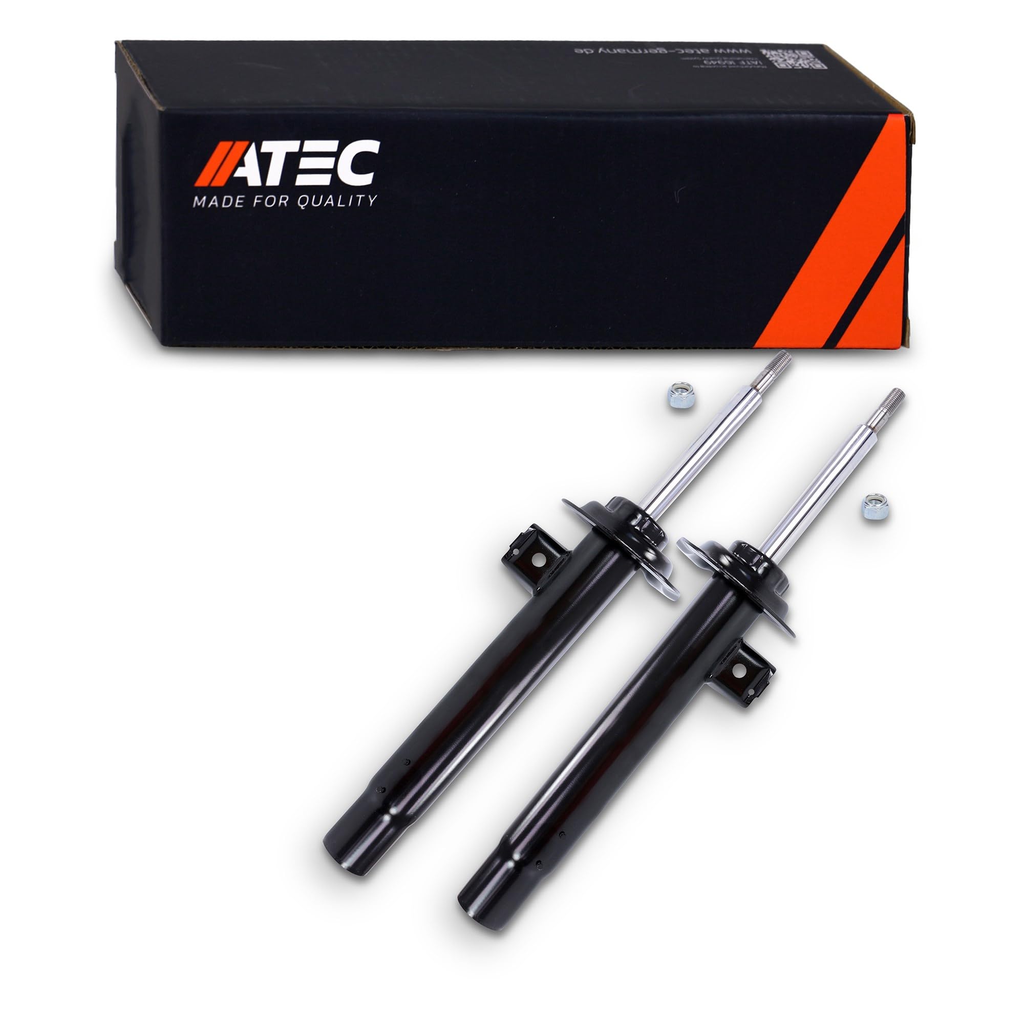 ATEC GERMANY 2x Amortiguador de gas a presión puntal delantero bitubo, compatible con BMW Serie 3 (E46), 3 Convertible (E46), 3 Compact (E46), 3 Coupé (E46), 3 Touring (E46)
