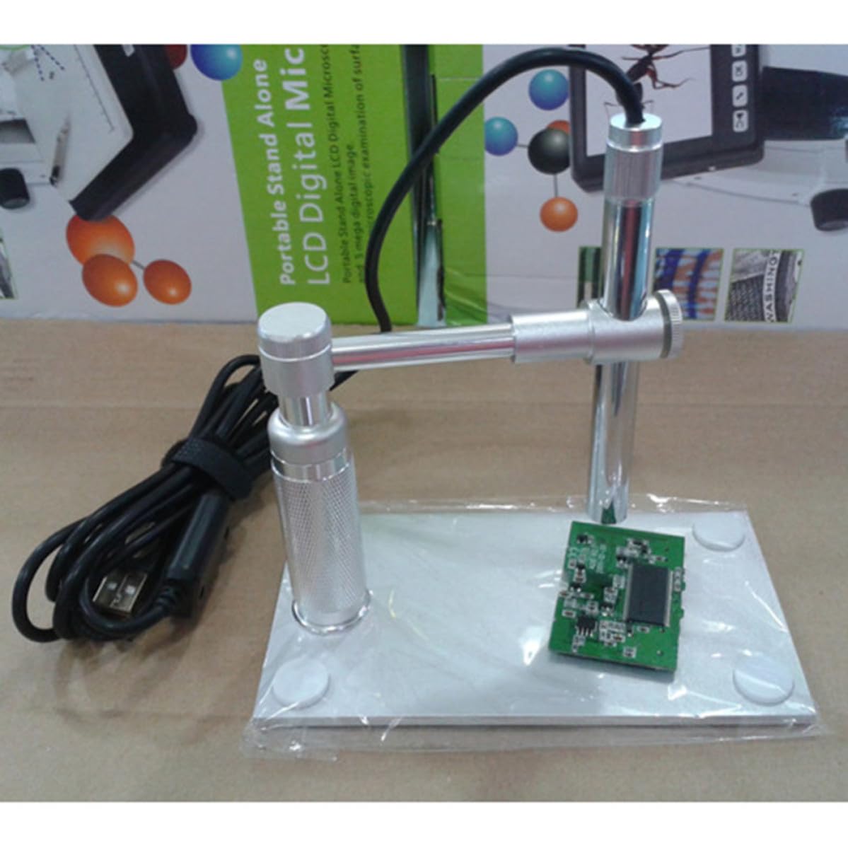 Lurrose Microscopio Digital con 8 Luces LED Ajustables USB Portátil 600x Soporte Integrado, Aumento para Electrónica y Laboratorio Compatible con Windows Xp/vista/7/8