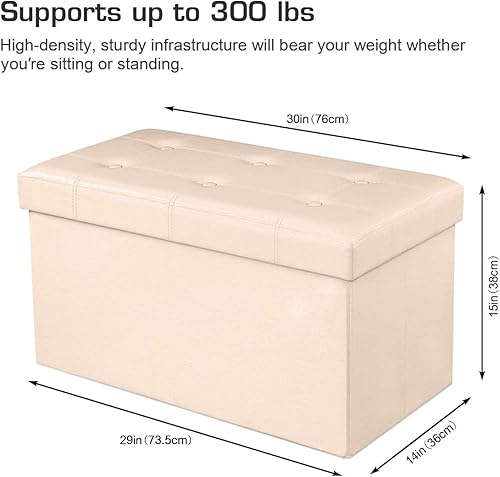 Miniatura 3 de Muebles de interior Nuevo estilo moderno diseño poliéster Material almacenamiento plegable otomana (beige)