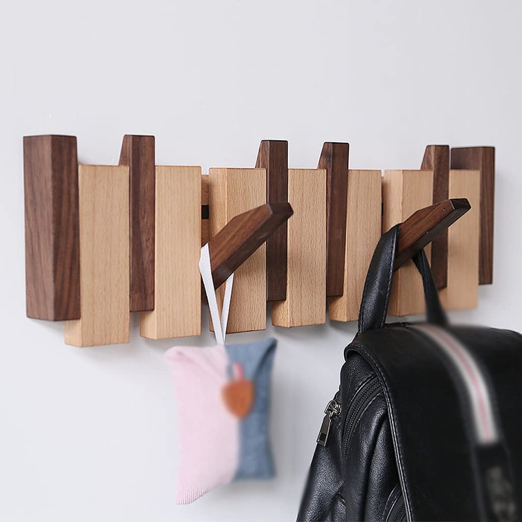 NOBRIM Perchero Creativo de 8 Ganchos, Gancho para Ropa de Madera, Colgador de Puerta de Entrada montado en la Pared para Colgar Abrigos, Toallas, Sombreros, Llaves, decoración del hogar