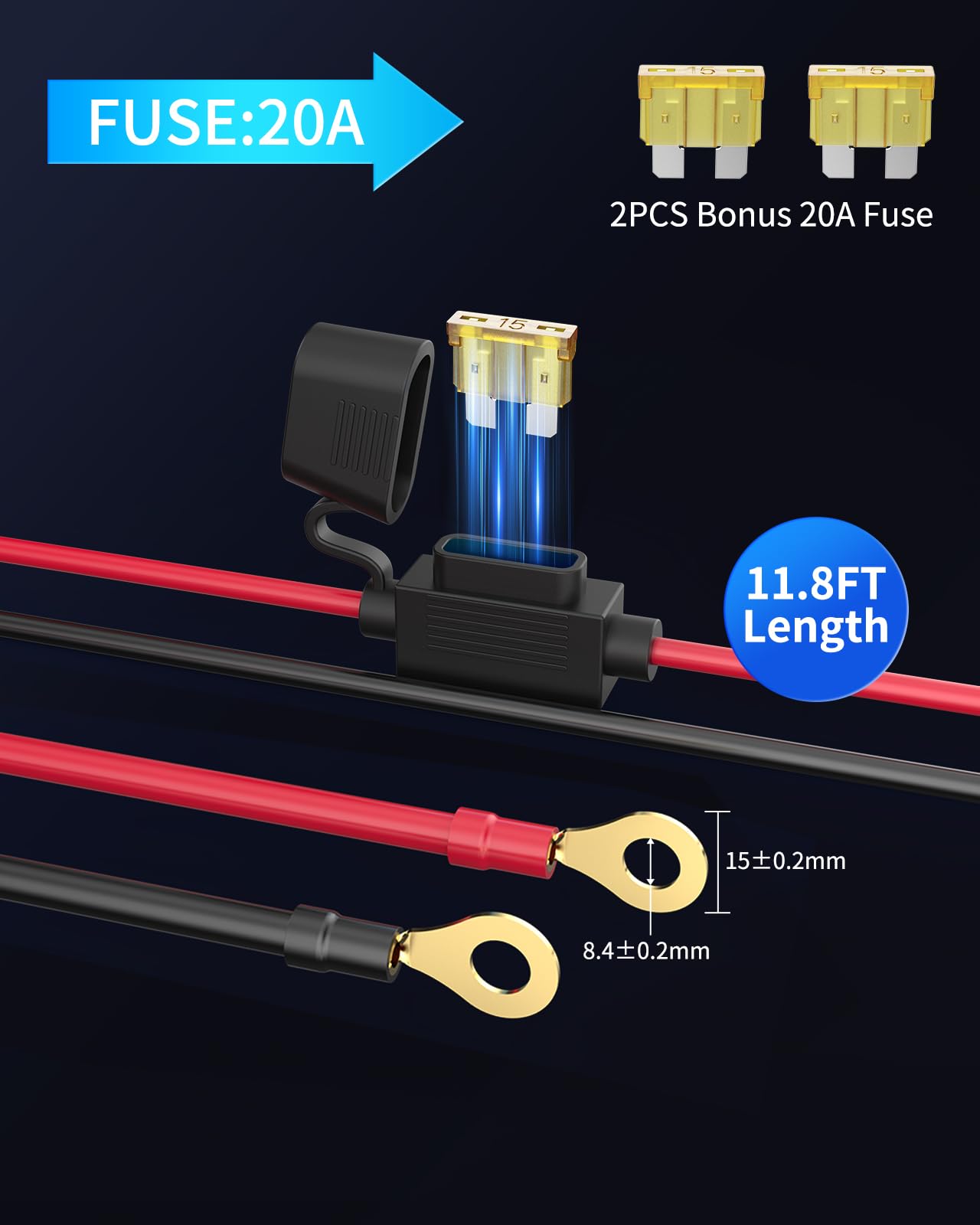Amazon.com: YANTU 20A/11.8FT Cigarette Lighter Socket,Cigarette Lighter  Adapter with 12Volt Outlet and Cigarette Lighter Plug, Heavy Duty 14AWG  Battery Boost Cable Female Extension with Eyelet Terminal Suitable :  Automotive