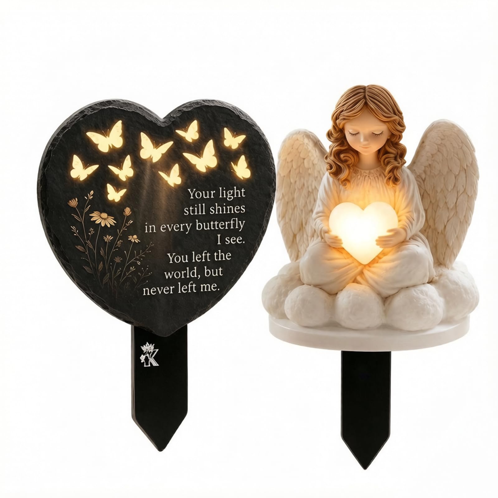 STIFFENERS 2-Piece Grave Ornaments - Cemetery Decorations for Grave - Graveside Memorial Ornaments for Remembrance Tribute