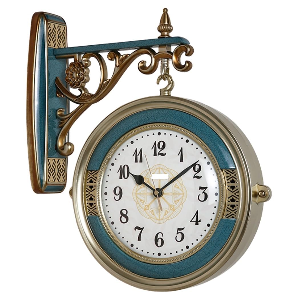 MYUYEE Farmhouse Vintage Clock Living Room Double-Sided Clock Mute Clock Retro Gallery Ative Wall Clocks for Bedroom Office,B-One Size (B-One Size)