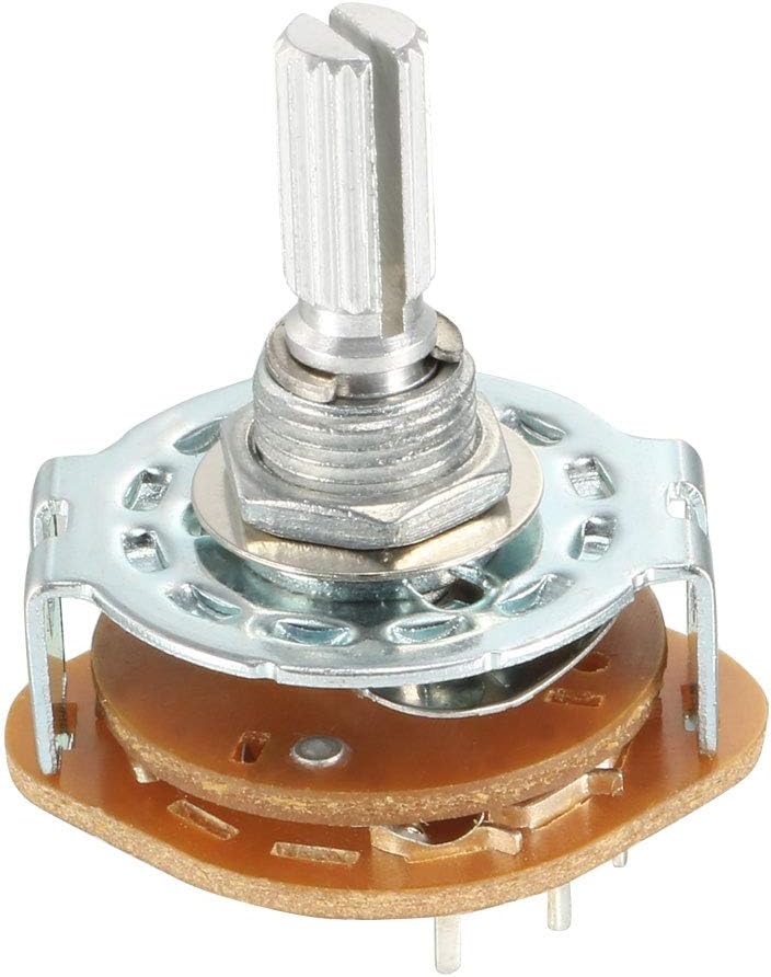 Uxcell 6P3T 6 Pole 3 Position Rotary Switch - 2 Deck Band Selector With Plastic Knob (24 Pin)