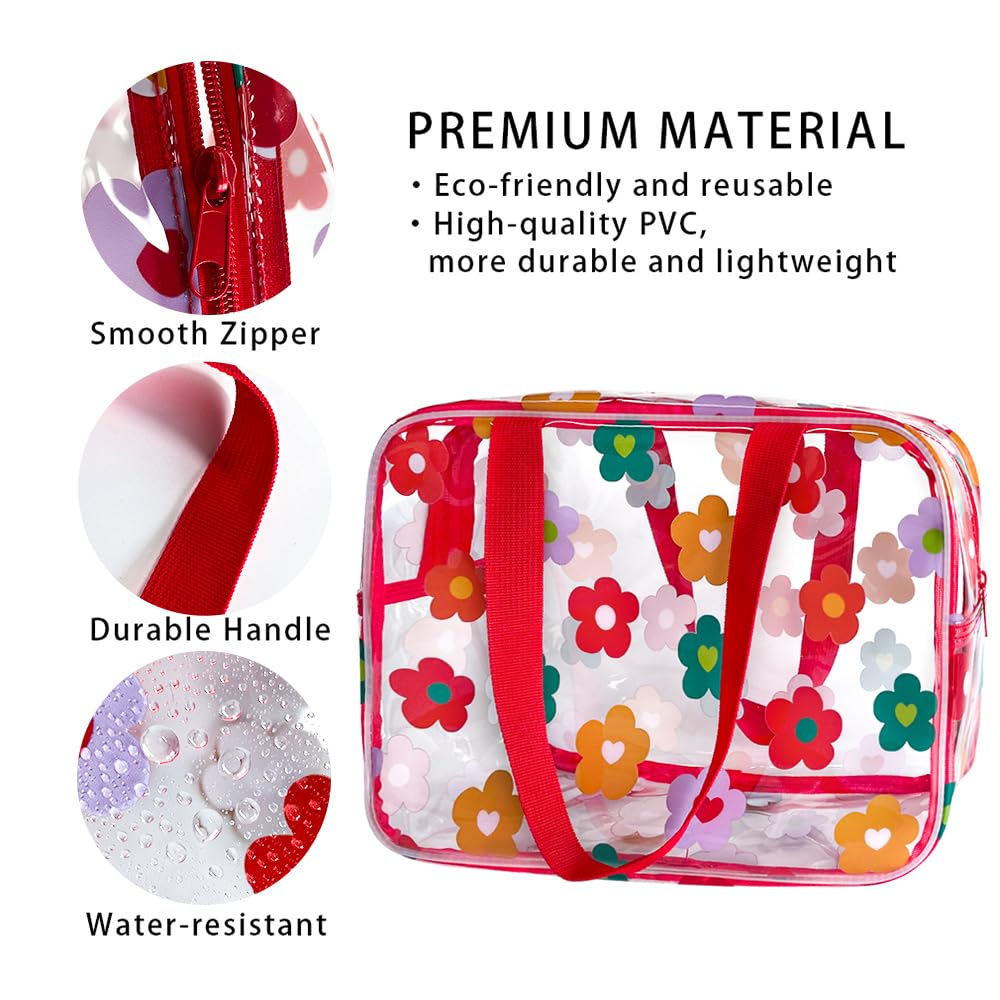 Trousse de toilette imperméable PVC motif floral 30 x 21 x 11 cm fermeture éclair voyage
