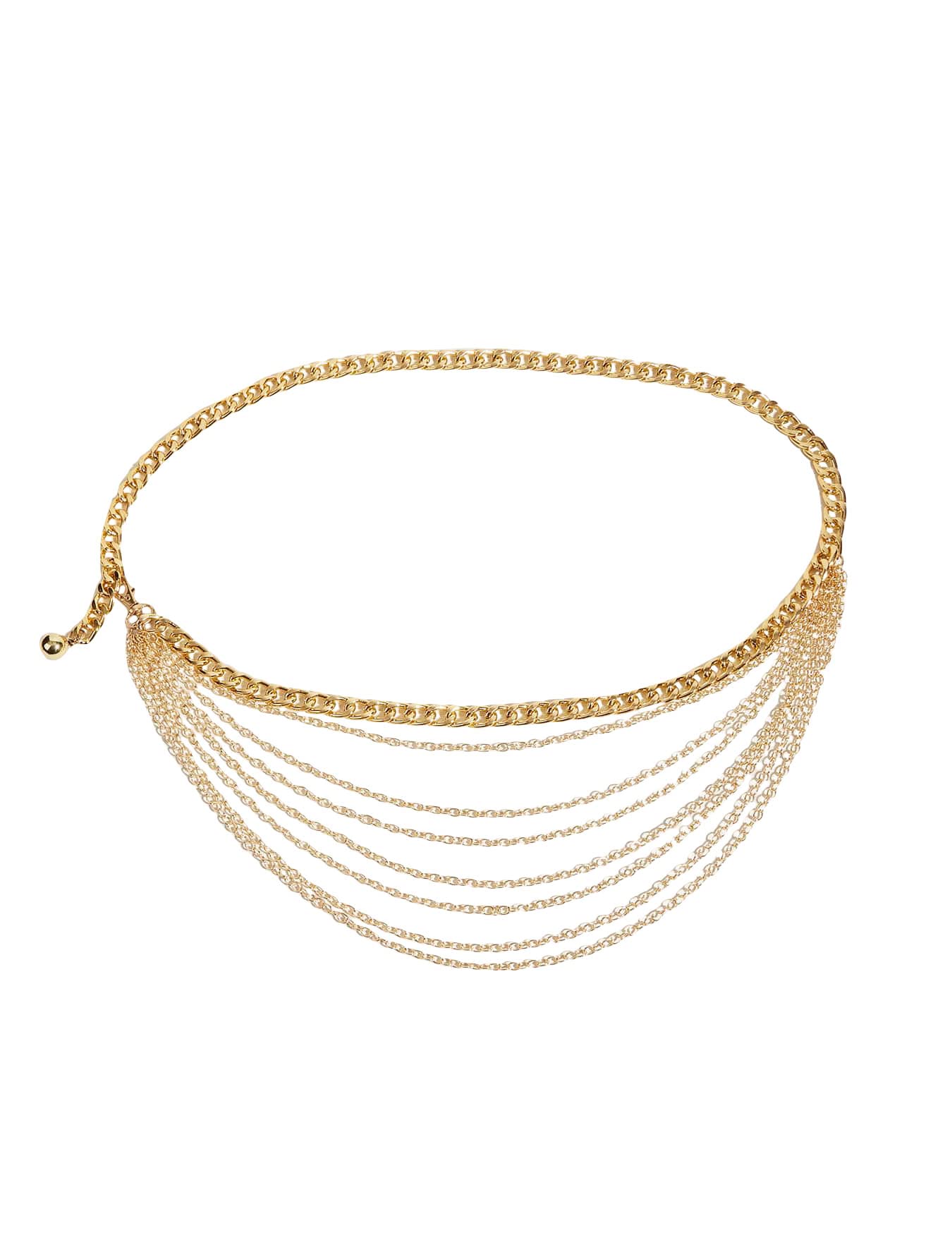 WDIRARA Women's Metal Multilayer Waist Chain Belt Body Belly Chain for Dress Pants Minimalist Layered Gold 70/80