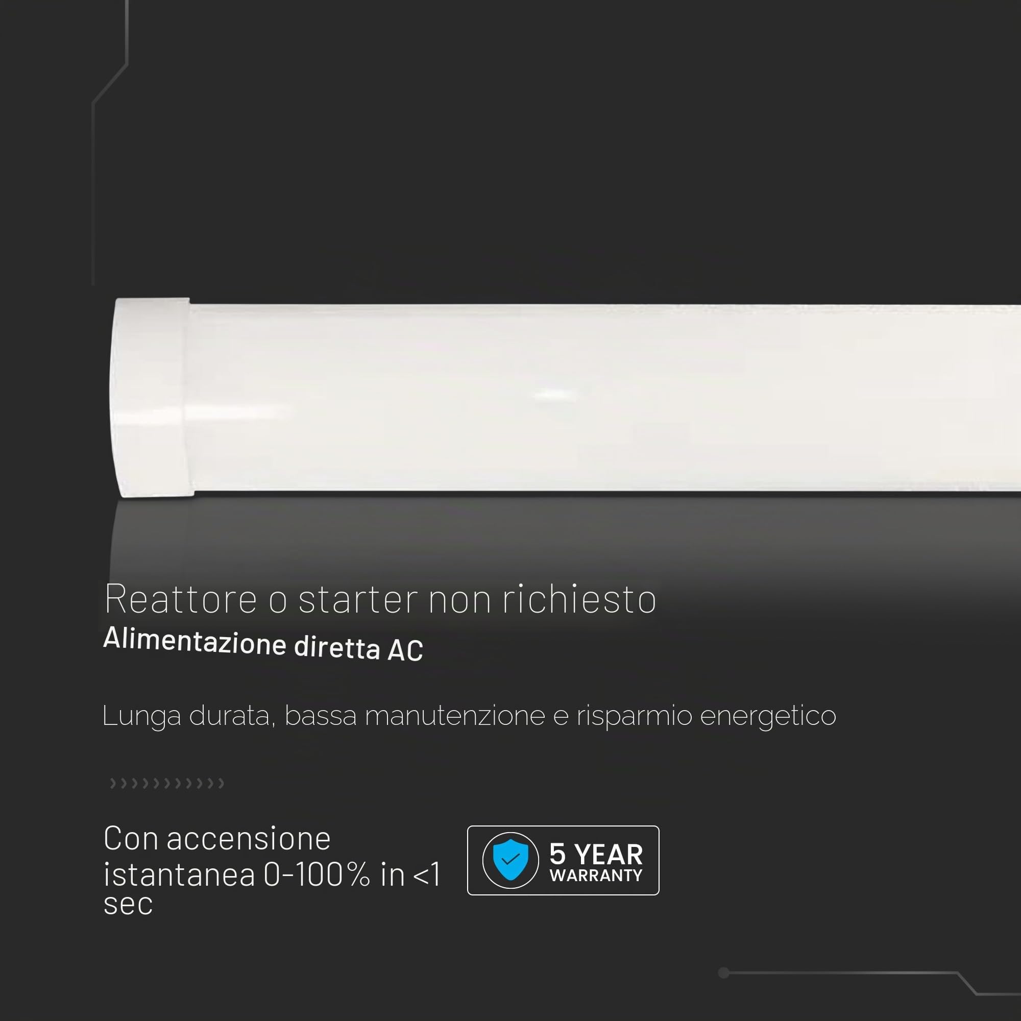 V-TAC 8x Plafoniere LED Lineari da Soffitto 150 CM - 50W - Chip Samsung - 8 Pezzi - Lampada Rettangolare 6000 Lumen IP20 per Parete, Garage, Negozio - Tubo LED Plafoniera - Luce 6500K Bianca Fredda