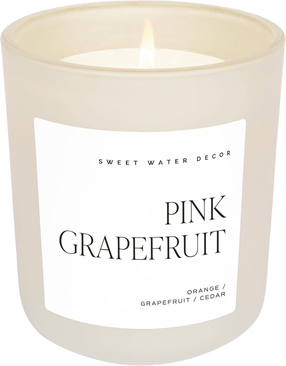Sweet Water Decor Pink Grapefruit Soy Candles - Grapefruit, Orange, Rose, Musk, Cedarwood Scented Candles & Home Decor  Summer Scent - 15oz Tan Matte Jar, 70 Hour Burn Time, Made in The USA