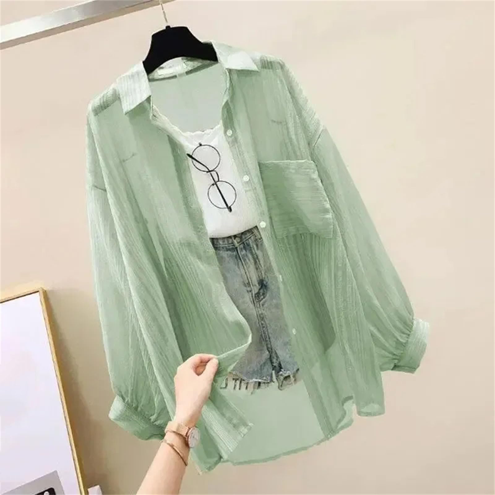 Blusas finas de verano para mujer, elegante, casual, holgada, de manga larga, para la oficina y el trabajo