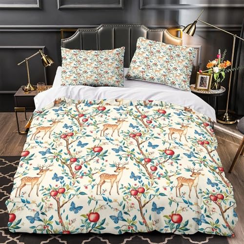 Parure de lit cerf 140x200cm avec housse de couette imprimée 3D