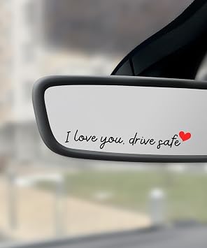 4PCS Car Stickers,Car Decals,Car Accessories Vinyl Rearview Mirror Decal Decor,Auto Stickers and Decals,Self Affirmations Decal,Cute Auto Decals for Women Black&Red, I Love You Drive Safe