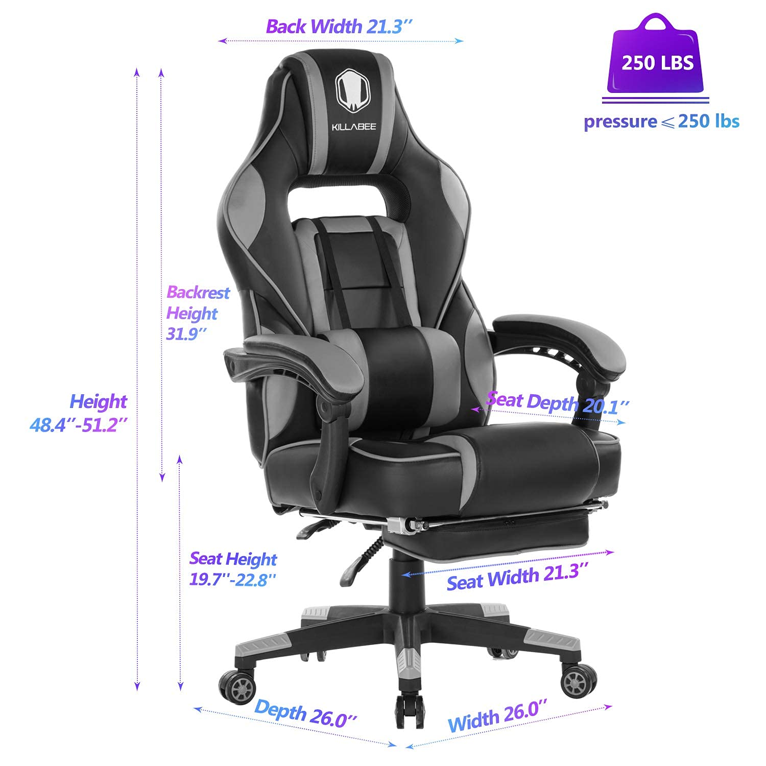 Gaming Chair with Footres PU Gamer Chair Gaming Chairs for Adults