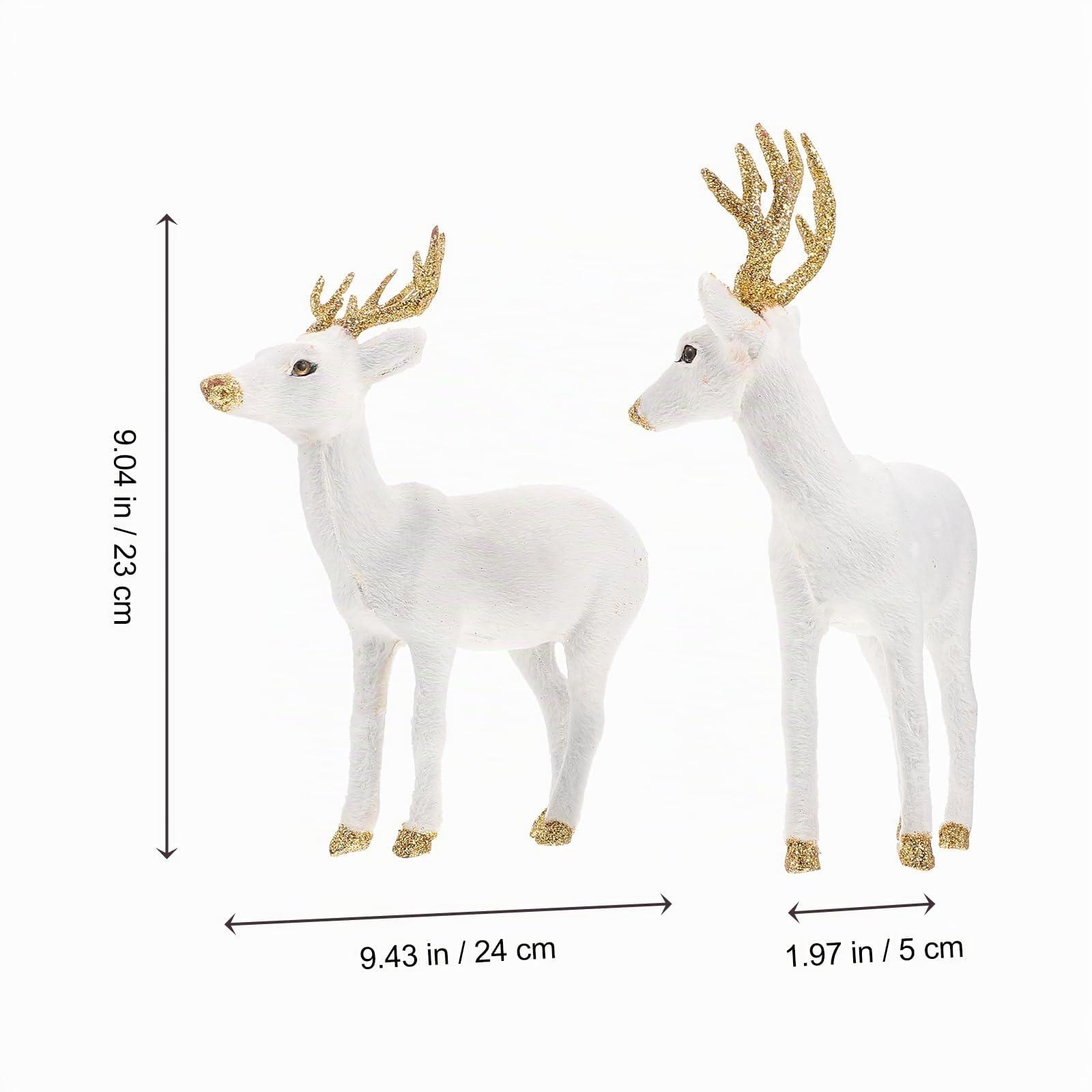 BESTonZON Figurines de cerf ¨¹ Blanc ? Cerf Sika : Figurines de Noël 2 pièces d'animaux Paysage Gl¨¹cksbringer Décorations de Noël Ornement Décoration de Noël