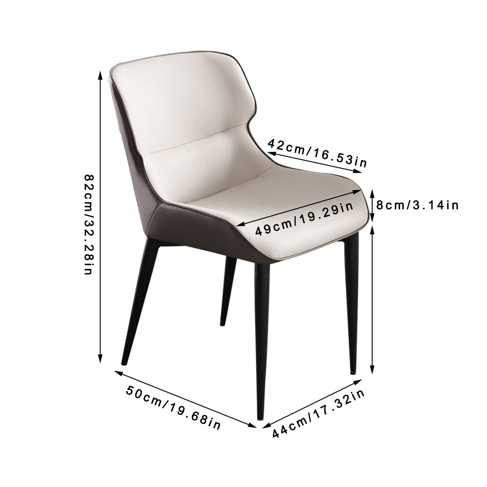 SJIALEN Modern Dining Chairs Set of 6, Leather Carbon Steel Frame Household Backrest Chair Bedroom Office Upholstered Chairs Kitchen Chair (Color : Deep Blue, Size : 44x50x82cm)